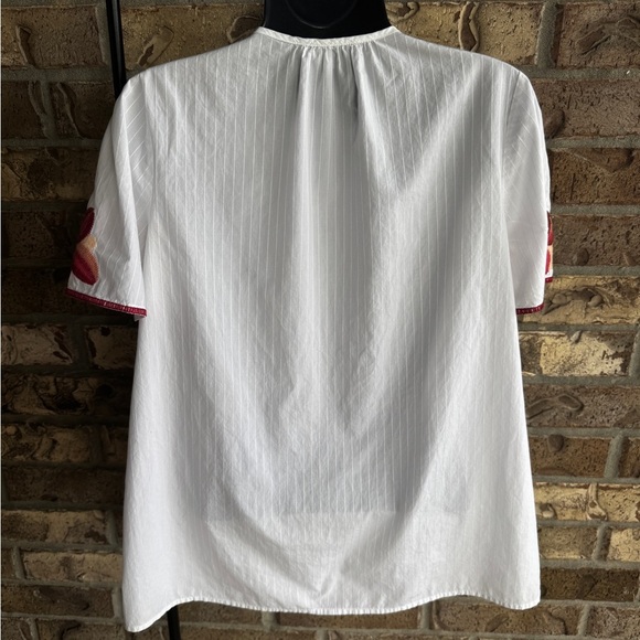 Madewell White Blouse with Red and Orange Embroidery Size Small - Picture 8 of 11